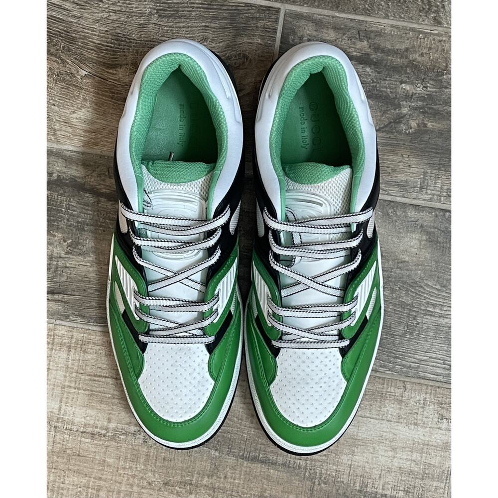 $1,195 NIB Gucci Colorblocked White Green Multicolor Low-Top Sneakers Size 13.5 - Picture 5 of 9